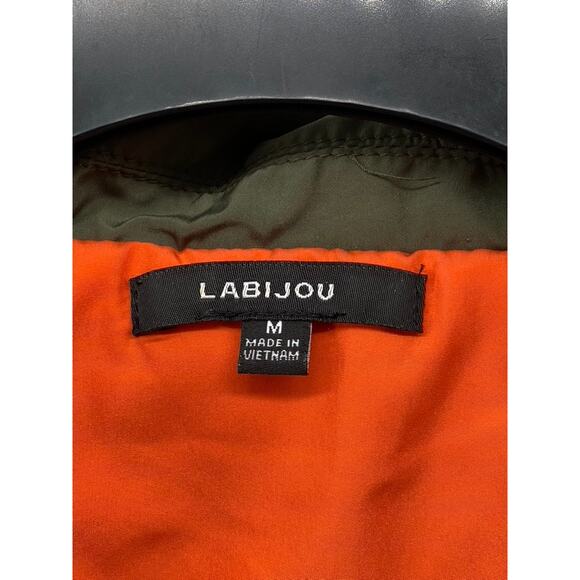 LABIJOU Women's Olive Green Snap-Button Cropped Puffer Jacket SZ M - Picture 8 of 10